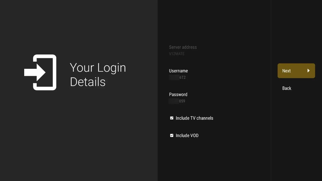 Your Login Details Username Password Next